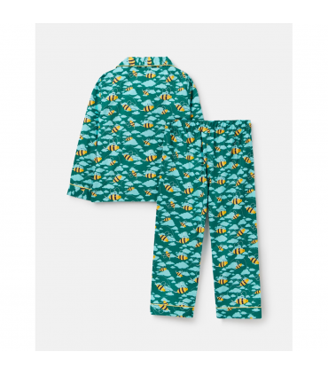 Blue Busy Bees Boys Button Up Pyjamas