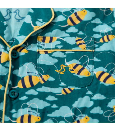Blue Busy Bees Boys Button Up Pyjamas