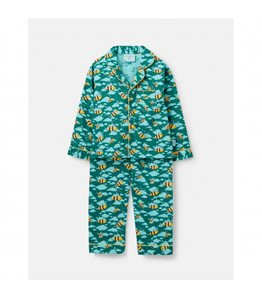 Blue Busy Bees Boys Button Up Pyjamas