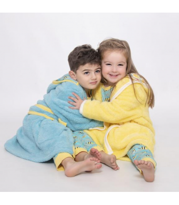 Busy Bees Light Blue Boys Fleece Dressing Gown