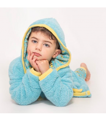 Busy Bees Light Blue Boys Fleece Dressing Gown