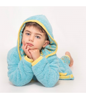 Busy Bees Light Blue Boys Fleece Dressing Gown