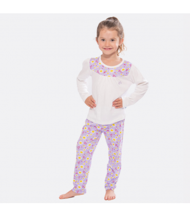 Dizzy Daisy Print Girls Interlock Pyjamas
