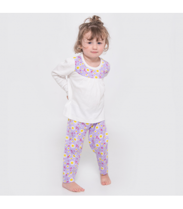 Dizzy Daisy Print Girls Interlock Pyjamas