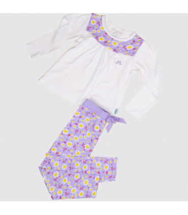 Dizzy Daisy Print Girls Interlock Pyjamas