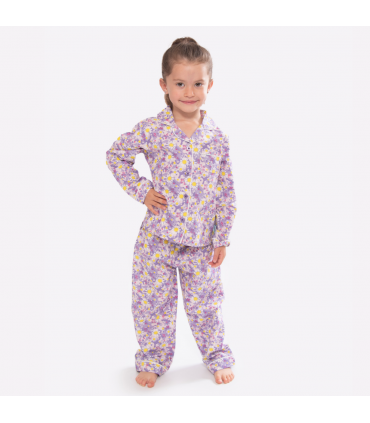 Dizzy Daisy Print Girls Button Up Pyjamas
