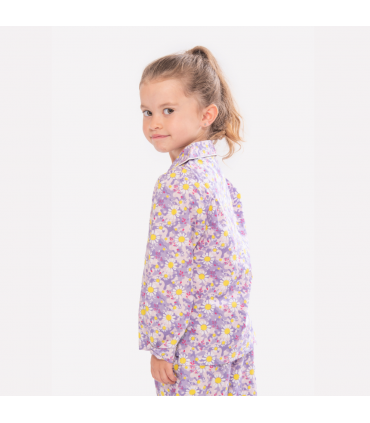 Dizzy Daisy Print Girls Button Up Pyjamas