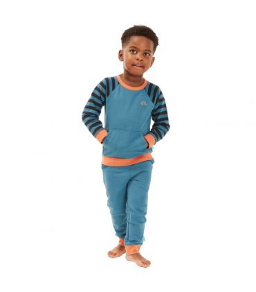 Forest Green Striped Boys Lounge Set