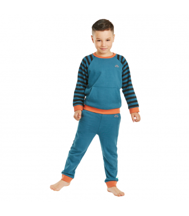 Forest Green Striped Boys Lounge Set