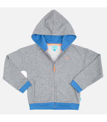 Grey & Blue Boys Zip Up Hoodie