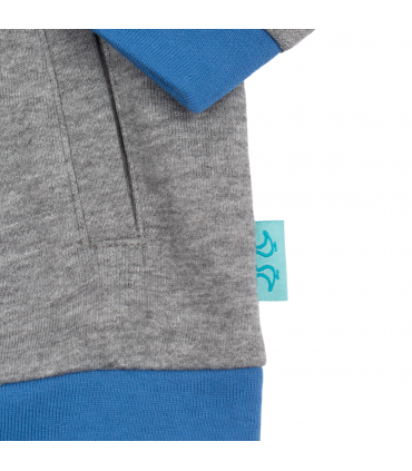 Grey & Blue Boys Zip Up Hoodie