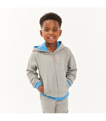 Grey & Blue Boys Zip Up Hoodie
