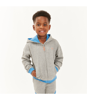 Grey & Blue Boys Zip Up Hoodie