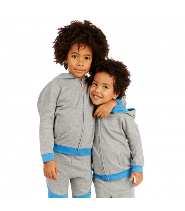 Grey & Blue Boys Zip Up Hoodie