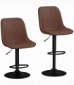 HOMCOM Set of 2 Bar Stools, Adjustable Swivel Breakfast Barstools, Brown