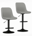 HOMCOM Set of 2 Bar Stools, Adjustable Swivel Breakfast Barstools, Grey