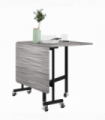HOMCOM Mobile Drop Leaf Table, Folding Kitchen Table with 6 Wheels, Grey