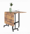 HOMCOM Mobile Drop Leaf Table, Folding Kitchen Table with 6 Wheels, Brown