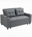 HOMCOM 2 Seater Pull Out Sofa Bed with Pockets for Living Room Charcoal Grey