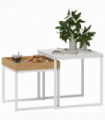 HOMCOM Modern Coffee Table Set Square Nest of Tables for Small Space White