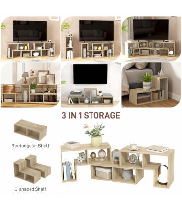 HOMCOM TV Unit for TVs up to 75 Inches, Free Combination TV Stand, Grey