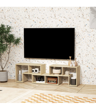 HOMCOM TV Unit for TVs up to 75 Inches, Free Combination TV Stand, Grey