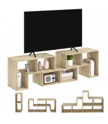 HOMCOM TV Unit for TVs up to 75 Inches, Free Combination TV Stand, Grey