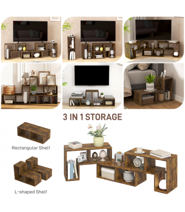 HOMCOM TV Unit for TVs up to 75 Inches, Free Combination TV Stand, Brown