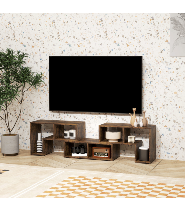 HOMCOM TV Unit for TVs up to 75 Inches, Free Combination TV Stand, Brown