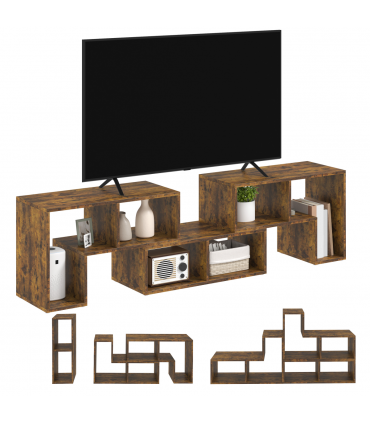 HOMCOM TV Unit for TVs up to 75 Inches, Free Combination TV Stand, Brown