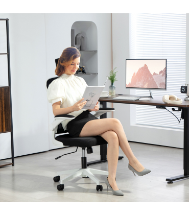 HOMCOM Executive Mesh Office Chair with Headrest, Lumbar Support, Black