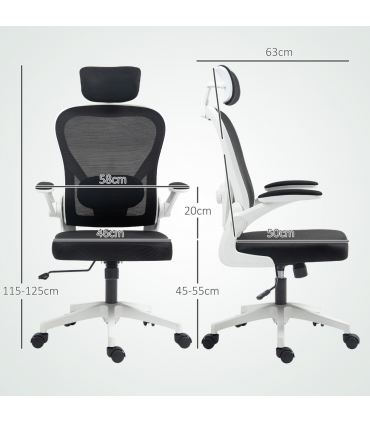 HOMCOM Executive Mesh Office Chair with Headrest, Lumbar Support, Black