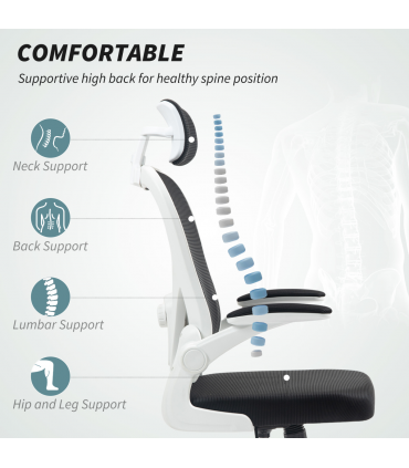 HOMCOM Executive Mesh Office Chair with Headrest, Lumbar Support, Black