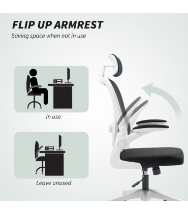 HOMCOM Executive Mesh Office Chair with Headrest, Lumbar Support, Black