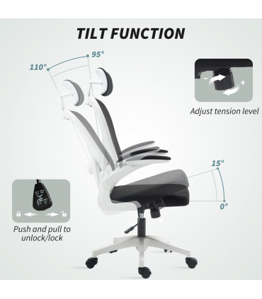 HOMCOM Executive Mesh Office Chair with Headrest, Lumbar Support, Black