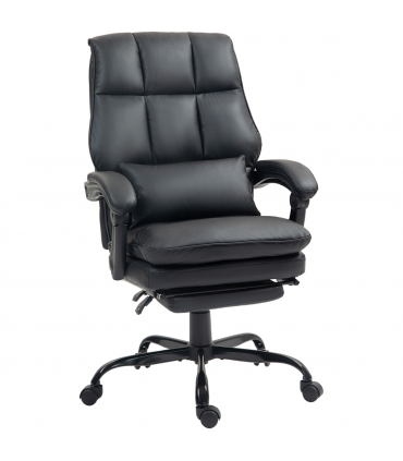 HOMCOM Executive Office Chair, PU Leather Desk Chair with Armrests Black