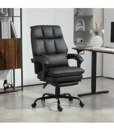 HOMCOM Executive Office Chair, PU Leather Desk Chair with Armrests Black