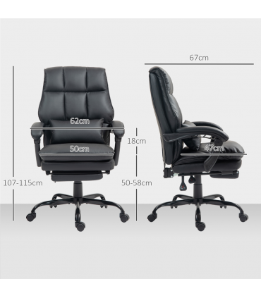 HOMCOM Executive Office Chair, PU Leather Desk Chair with Armrests Black