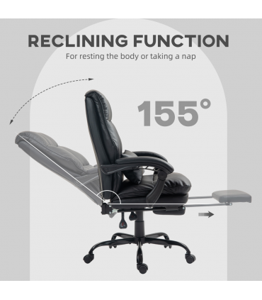 HOMCOM Executive Office Chair, PU Leather Desk Chair with Armrests Black