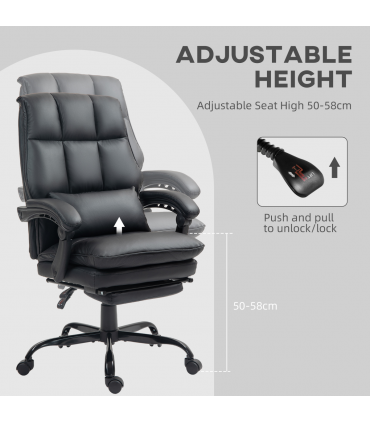 HOMCOM Executive Office Chair, PU Leather Desk Chair with Armrests Black