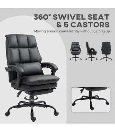 HOMCOM Executive Office Chair, PU Leather Desk Chair with Armrests Black