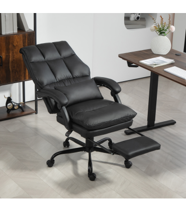 HOMCOM Executive Office Chair, PU Leather Desk Chair with Armrests Black