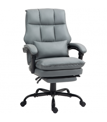HOMCOM Executive Office Chair, PU Leather Desk Chair with Armrests Grey