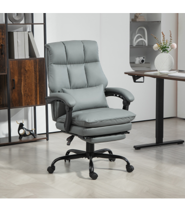 HOMCOM Executive Office Chair, PU Leather Desk Chair with Armrests Grey
