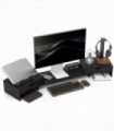HOMCOM Dual Monitor Stand Riser with Adjustable Length and Angle, Black