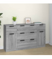 3 Piece Sideboard Set Grey Sonoma Engineered Wood