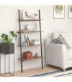 4-Tier Leaning Shelf Dark Brown and Black 64x34x150.5 cm