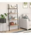 4-Tier Leaning Shelf Light Brown and Black 64x34x150.5 cm