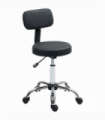 HOMCOM Rolling Stool with Backrest, Wheels, Faux Leather Salon Chair, Black
