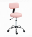 HOMCOM Rolling Stool with Backrest, Wheels, Faux Leather Salon Chair, Pink
